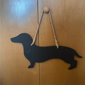 Dachshund blackboard cutout with burlap door hanger